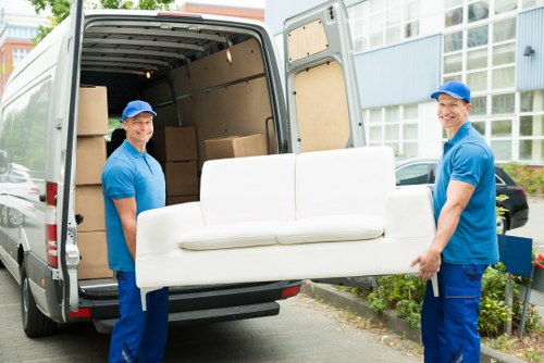 Commercial moving team planning a Knightsbridge office relocation near central London streets