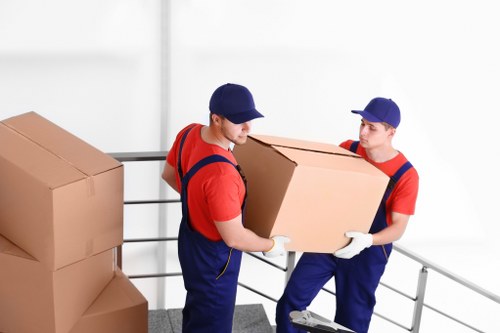 Removal team preparing a move in a Knightsbridge residential property