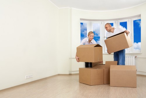A selection of sturdy moving boxes and protective packing materials