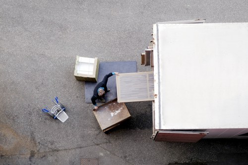 Packed household boxes and furniture ready for removal in Knightsbridge