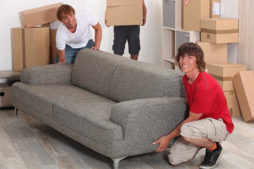 Van and helper managing access in a Knightsbridge property